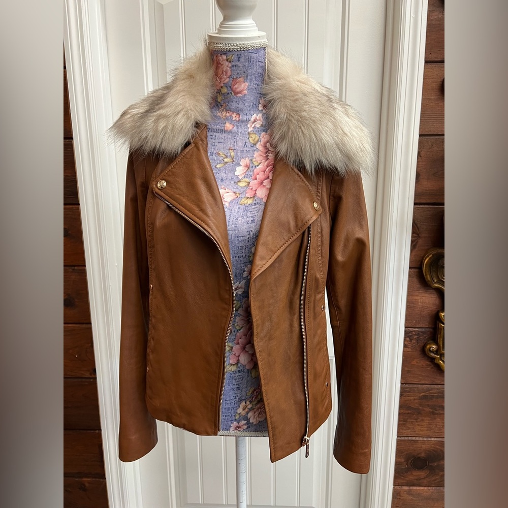 Karl Lagerfeld Leather and Faux Fur Jacket